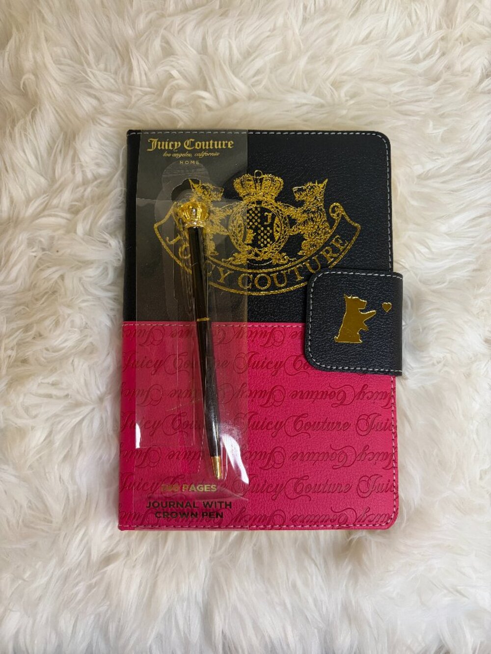 Juicy Couture Crown Journal Pen Set Scottie Dog Faux Leather Notebook NWT